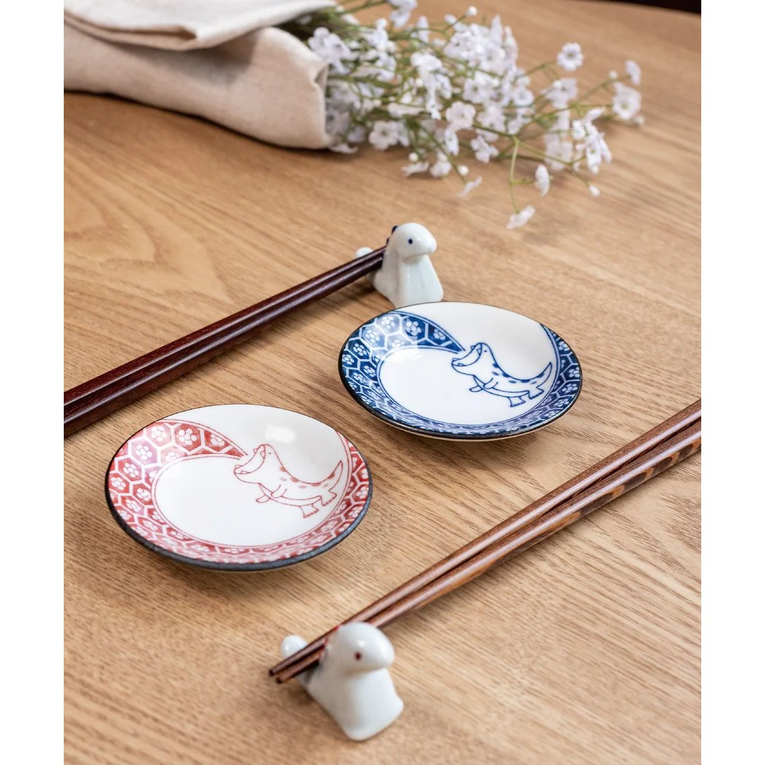 Edokko Dinosaur Small Plate & Chopstick Rest Set - Image 2