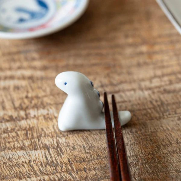 Edokko T-Rex Dino Chopstick Rest - White x Blue - Image 4