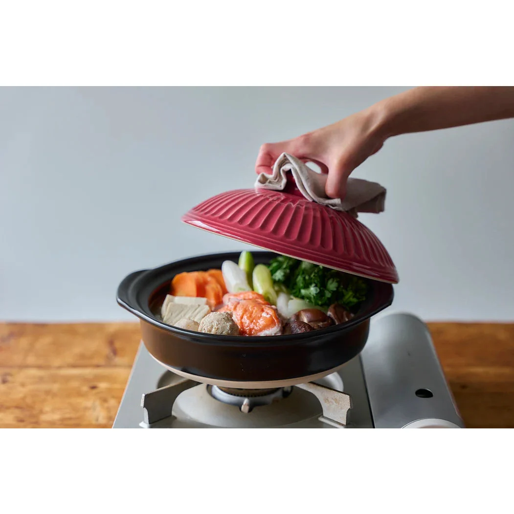 Ginpo Kikka Donabe Clay Pot - Pink Plum - Size 8 - Image 2