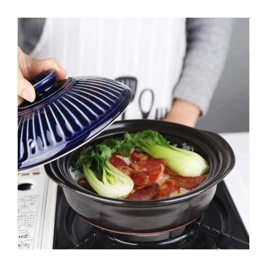 Ginpo Kikka Donabe Japanese Clay Pot 25cm 1.9L - Navy Size 8 - Image 3
