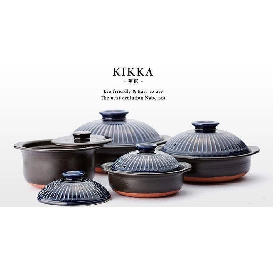 Ginpo Kikka Donabe Japanese Clay Pot 28cm 2.7L - Navy Size 9 - Image 2