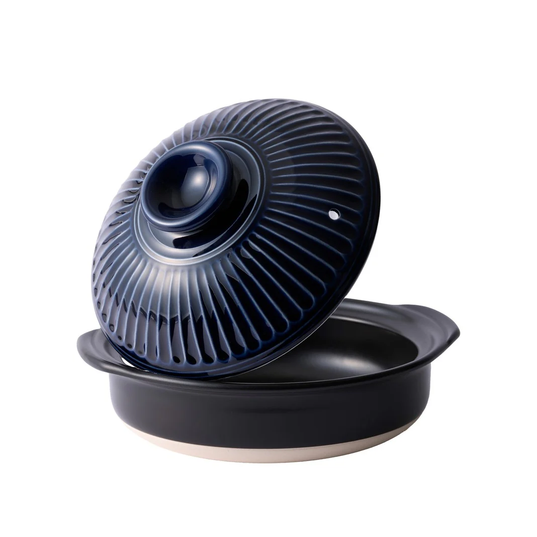 Ginpo Kikka IH Donabe Clay Pot 24cm 1.9L - Navy Size 8 - Image 2
