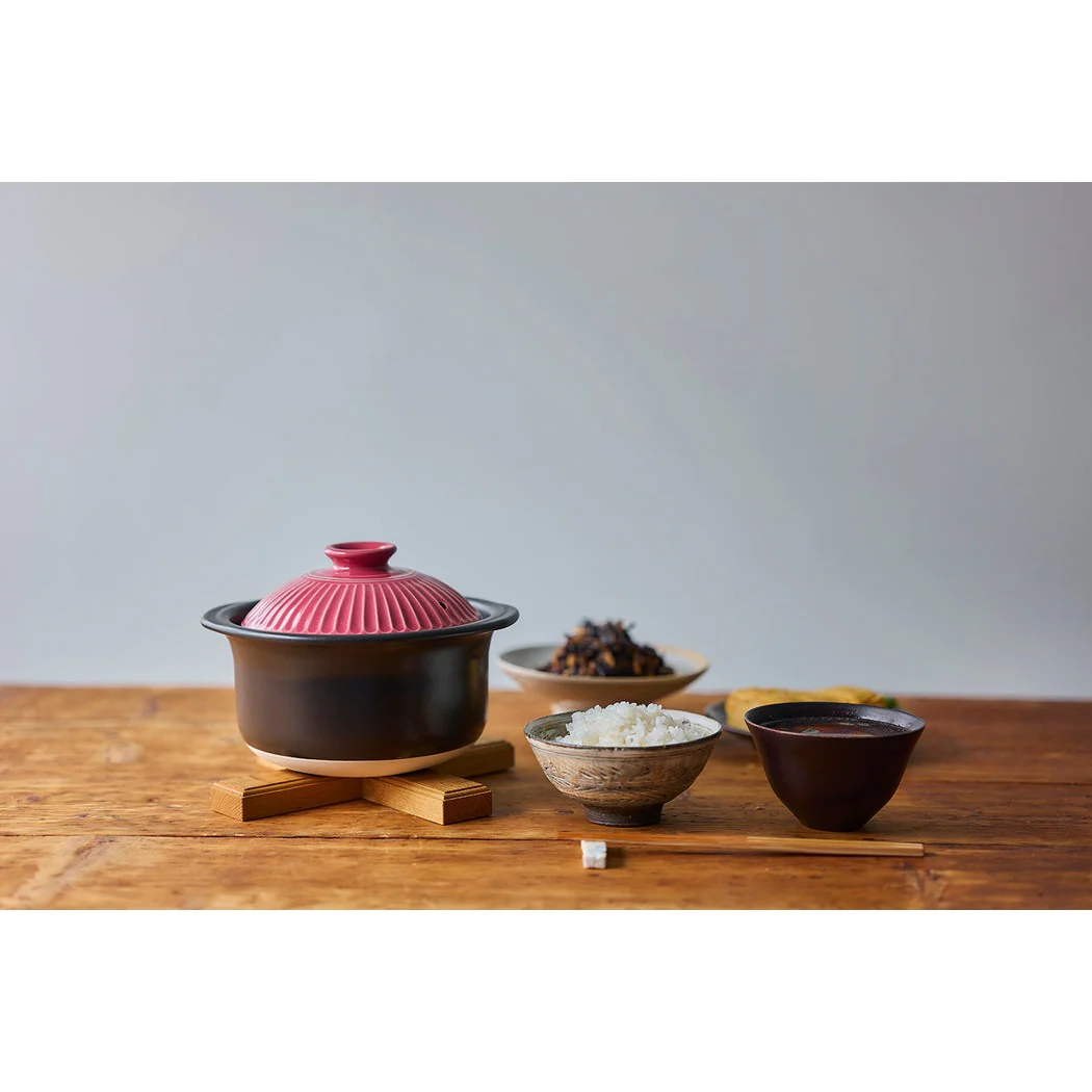 Ginpo Kikka Rice Multi Clay Pot 1.1L Size 2 - Pink Plum - Image 2