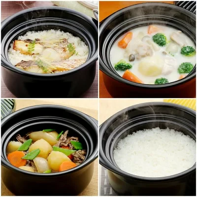 Ginpo Kikka IH Rice Multi Clay Pot 1.8L Size 3 - Pink Plum - Image 3