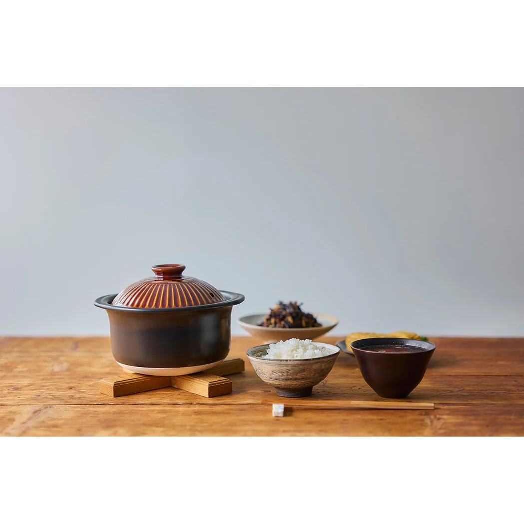 Ginpo Kikka Rice Multi Clay Pot 2.6L Size 5 - Ame Brown - Image 4