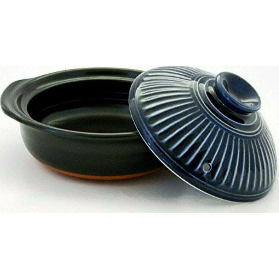 Ginpo Kikka Donabe Clay Pot Size 6 850ml - Navy - Image 2