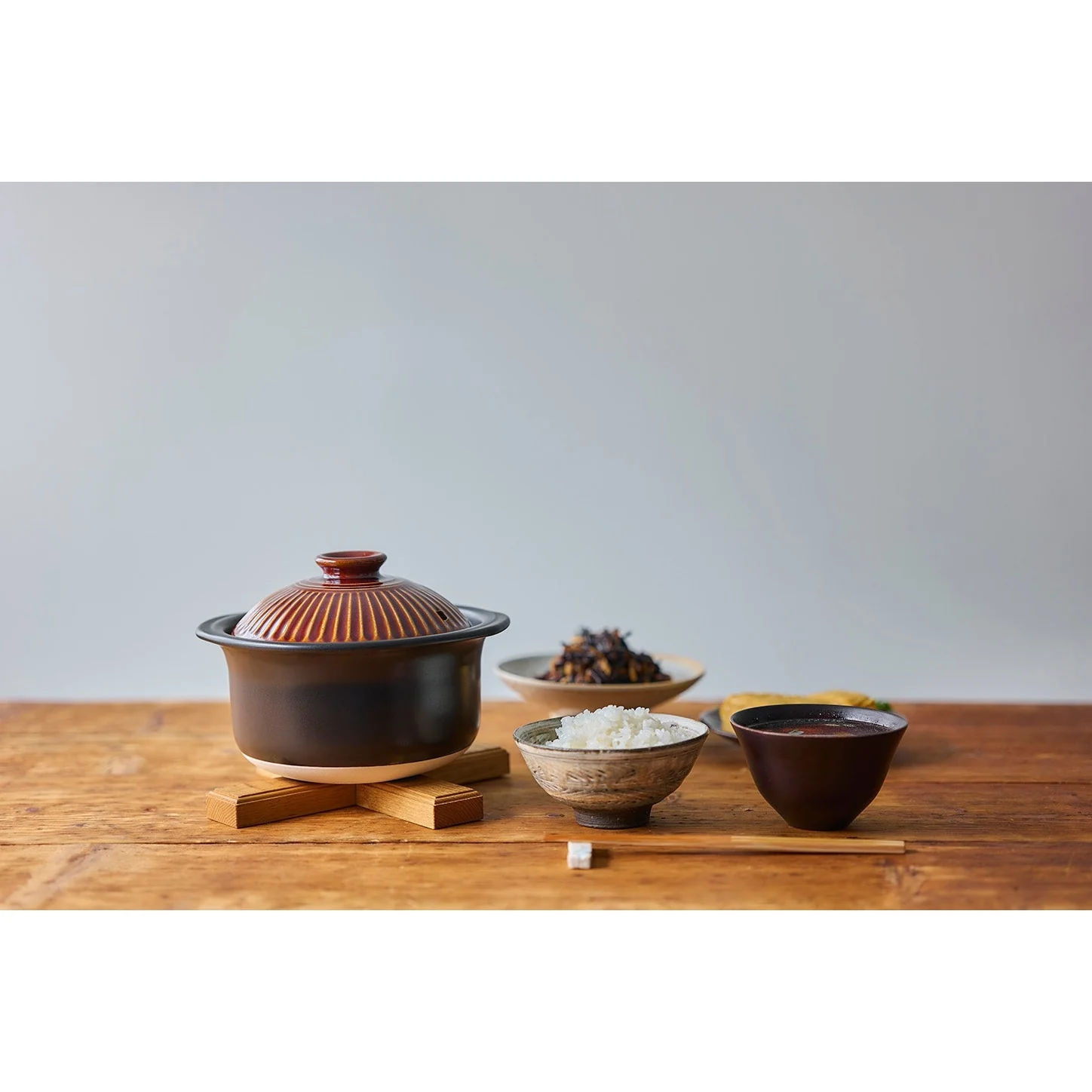 Ginpo Kikka Rice Multi Clay Pot Brown Ame 1.8L Size 3 - Image 2
