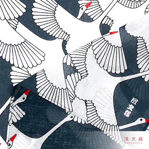 Hamamonyo Auspicious Crane Gauze Handkerchief 50cm - Image 3