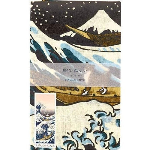 Hamamonyo Mame Shiba Wave Tenugui Art 34x90 - Image 2