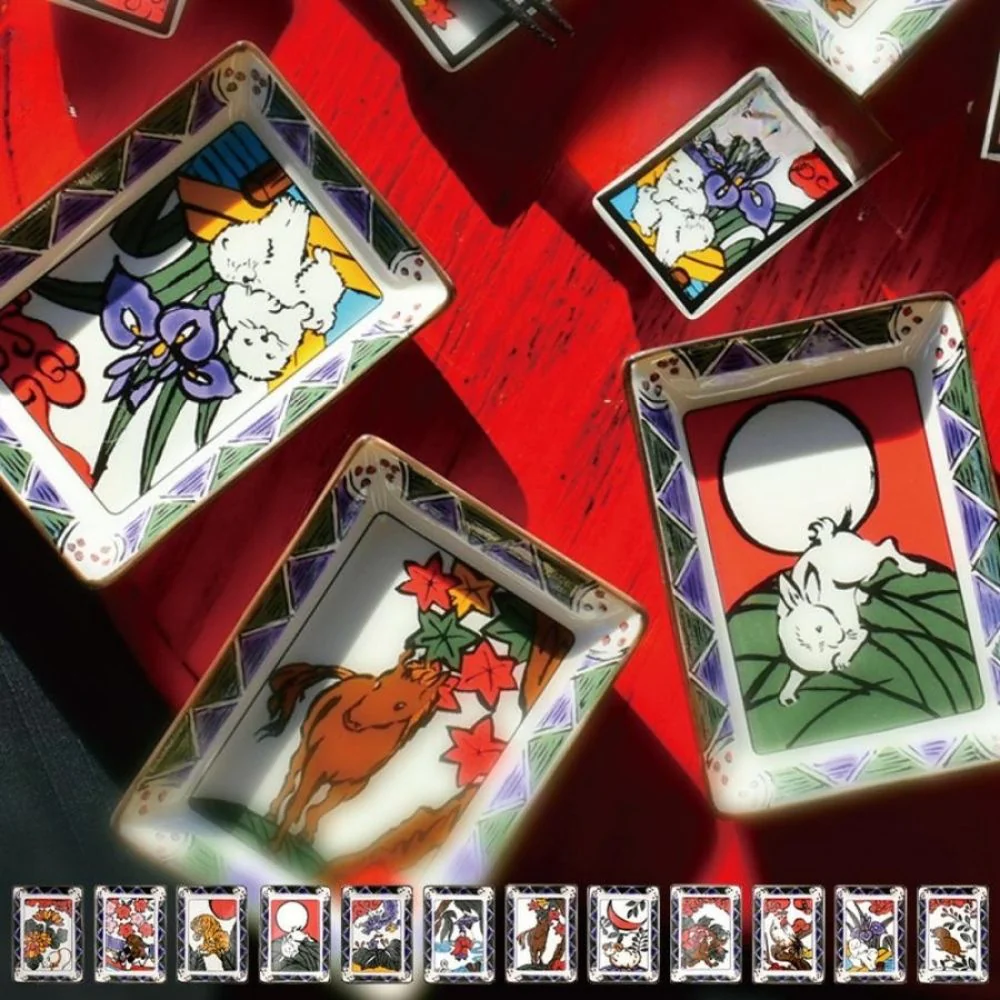 Hanafuda Zodiac Rectangular Small Plate 10×7cm - Monkey - Image 3