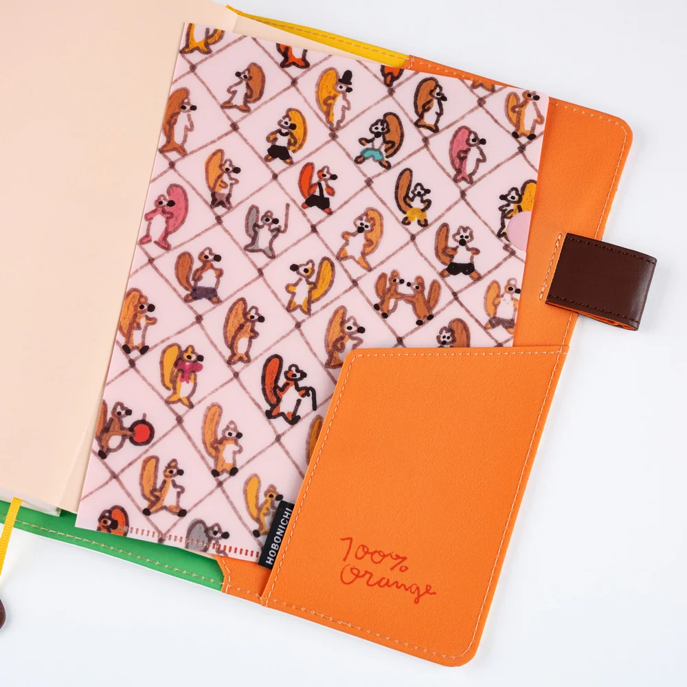 Hobonichi Techo 100%ORANGE: Hobonichi Folder Set of 2 for A5 Size (Squirrel Squadron) - Image 3