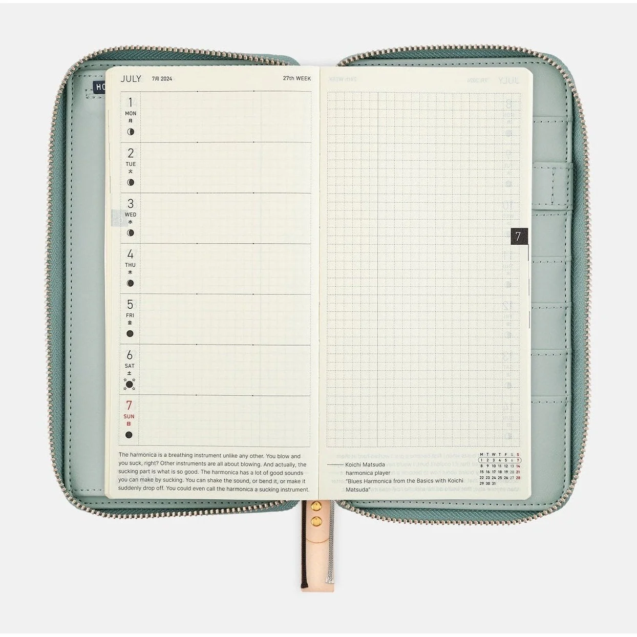 Hobonichi Techo Weeks Cover mina perhonen: light berry (Green) - Image 5