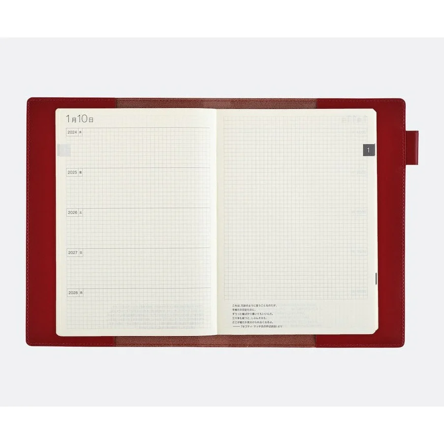 Hobonichi Techo 5-Year Techo Leather A6 Size Cover (Red) - Image 4