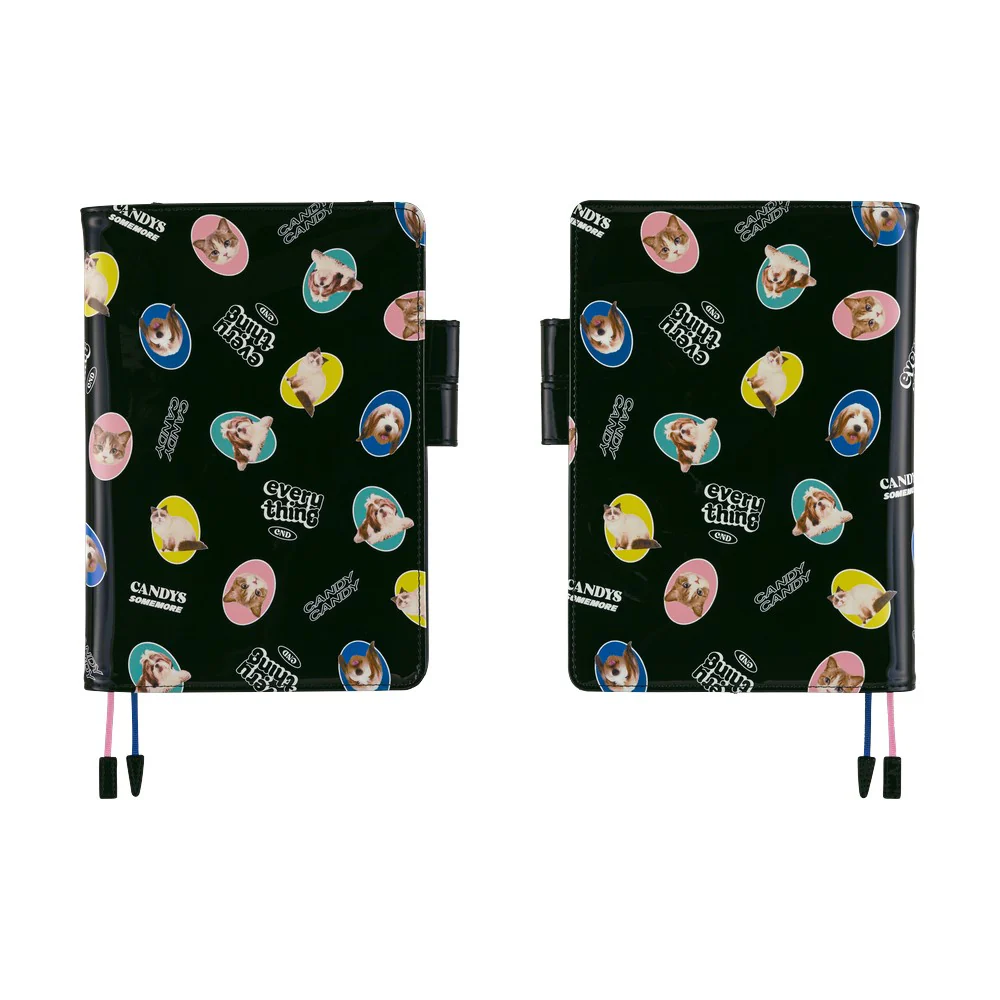 Hobonichi Techo A5 Cousins Planner Cover - Candy Stripper: Random Dog & Cat (Black) - Image 10