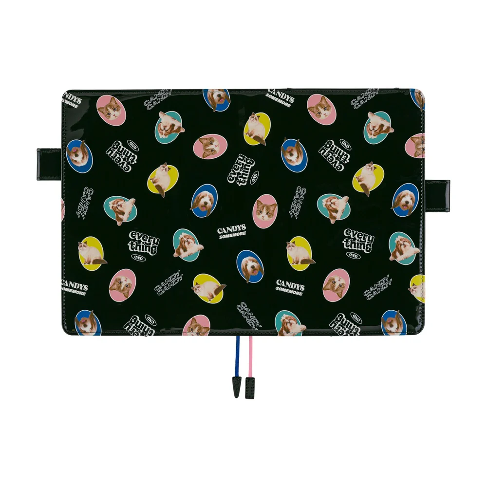 Hobonichi Techo A5 Cousins Planner Cover - Candy Stripper: Random Dog & Cat (Black) - Image 4