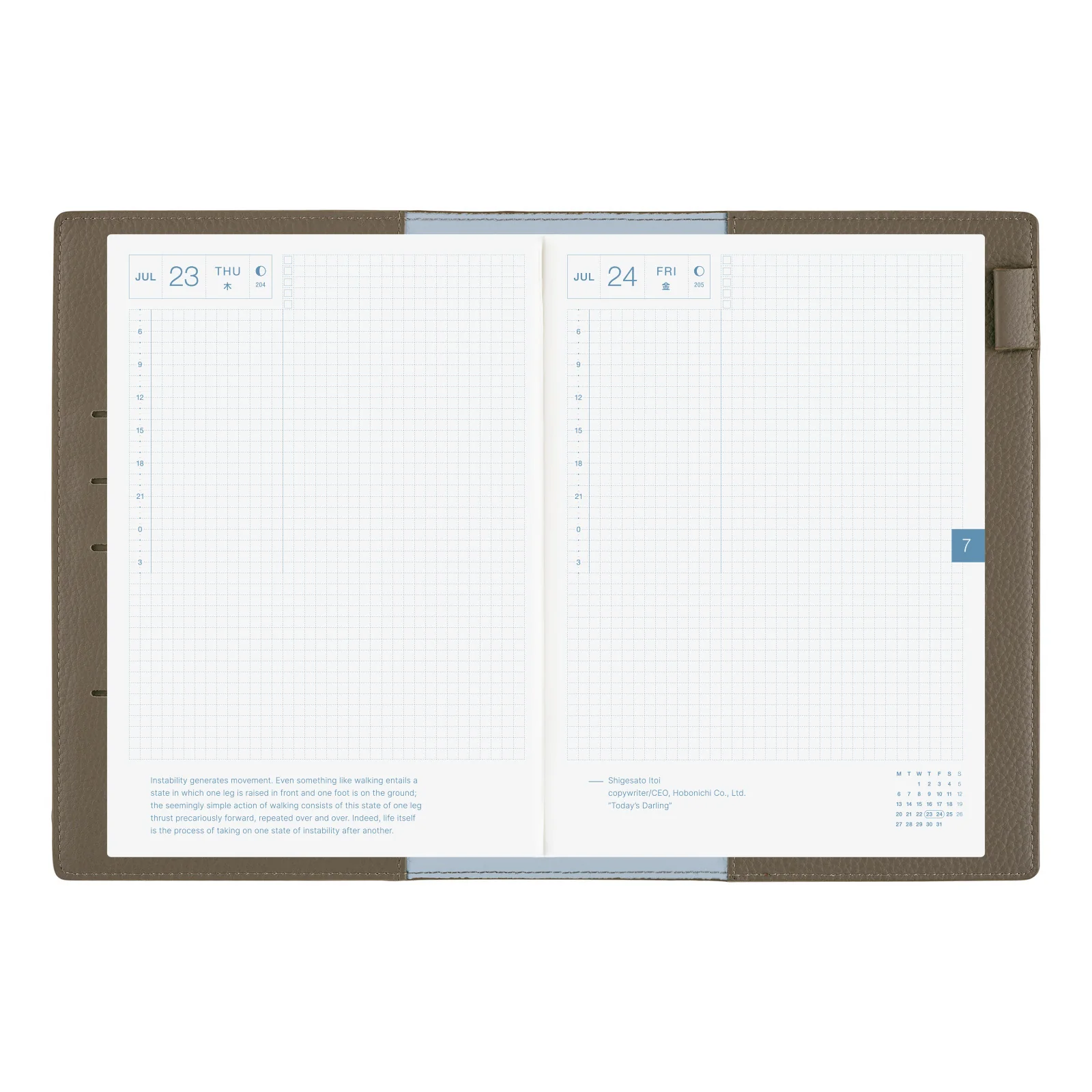 Hobonichi Techo A5 Cousins Planner Cover - Leather: Taut (Gray & Light Blue) - Image 10