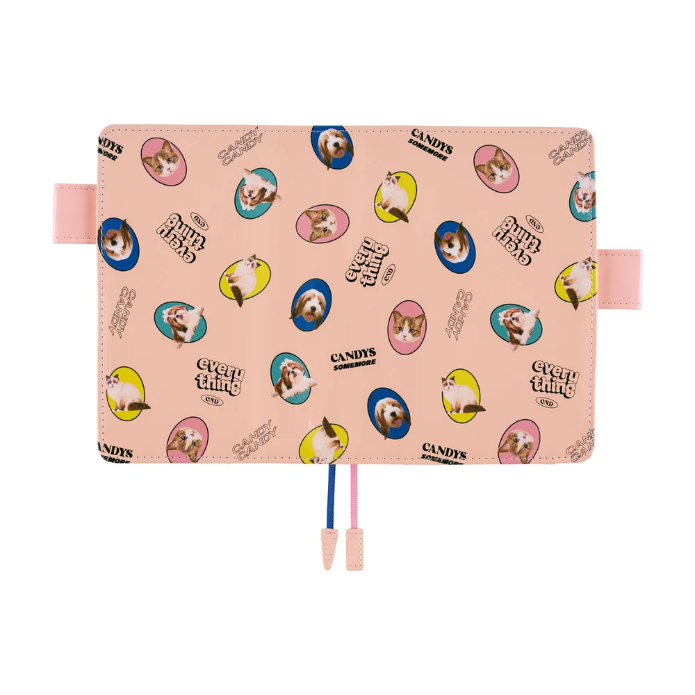 Hobonichi Techo A6 Original Planner Cover - Candy Stripper: Random Dog & Cat (Pink) - Image 4