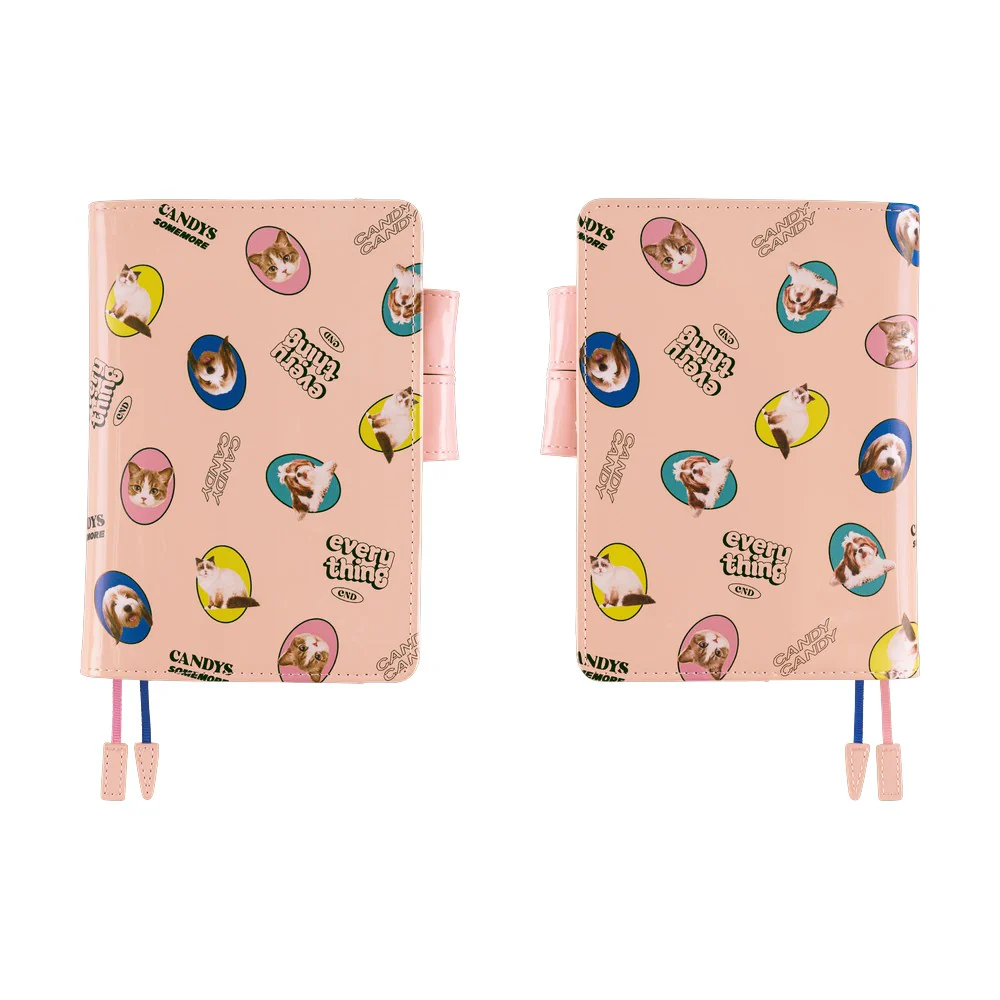 Hobonichi Techo A6 Original Planner Cover - Candy Stripper: Random Dog & Cat (Pink) - Image 7