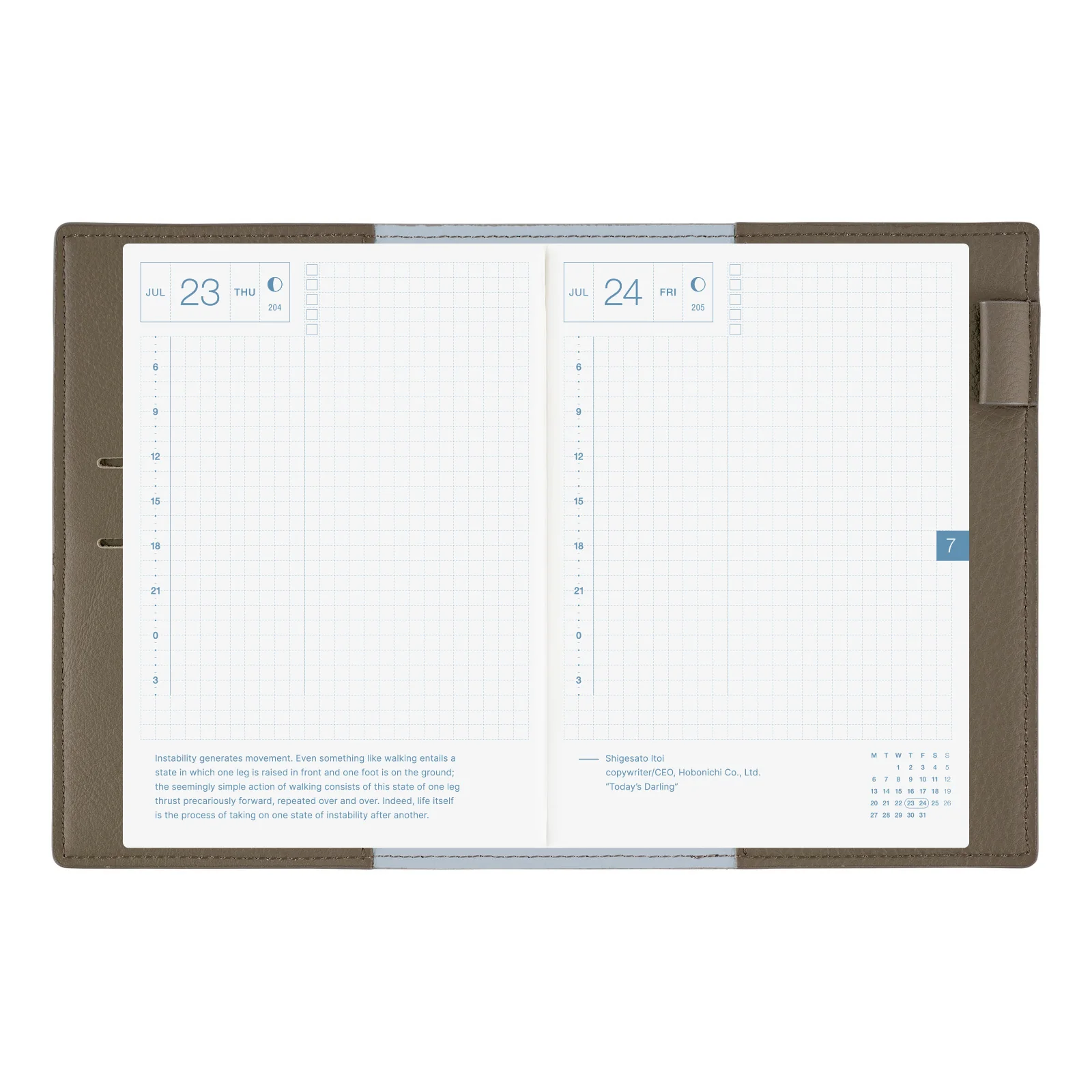 Hobonichi Techo A6 Original Planner Cover - Leather: Taut (Gray & Light Blue) - Image 11