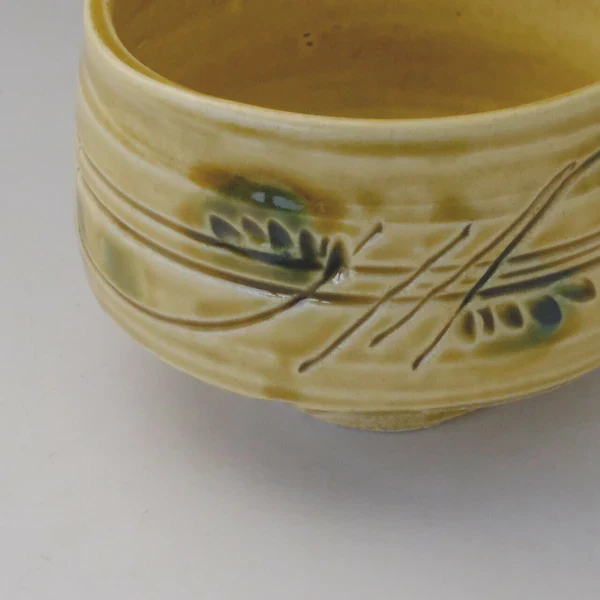 Kizeto Yellow Oribe Floral Matcha Bowl - Image 3
