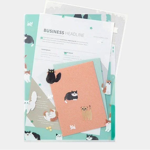 Midori 3-Pocket A4 File - Cats - Image 3