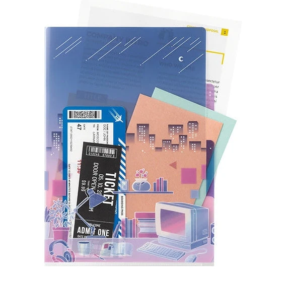 Midori 3-Pocket A4 File - City Pop - Image 3