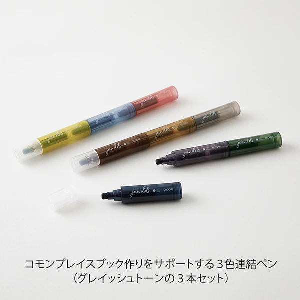 Midori Connecting Pen Join Dots 3pk Grey Tone - Image 3