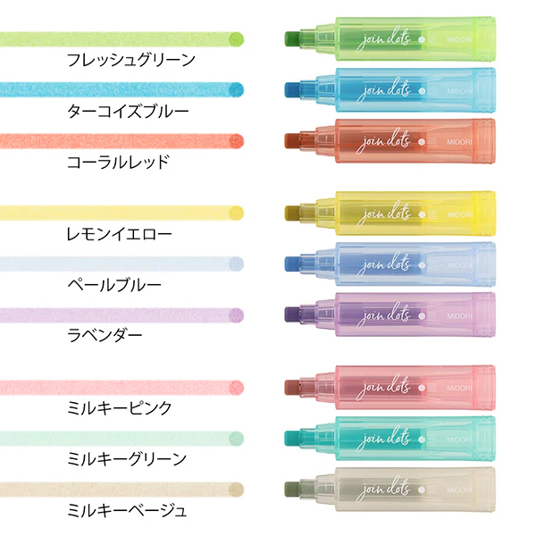 Midori Connecting Pen Join Dots 3pk Light Tone - Image 4