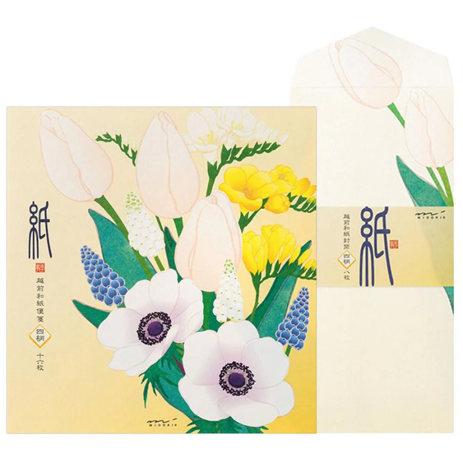 Midori Kami Letter Paper - Spring Flowers - Image 2
