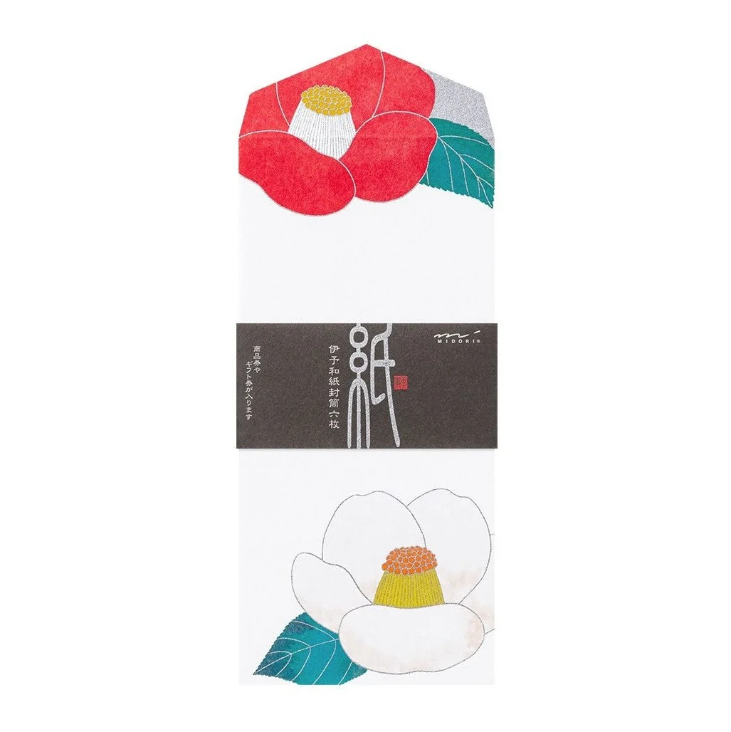 Midori Kami Letter Set Red & White Camellia - Image 5