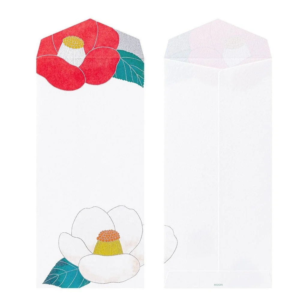 Midori Kami Letter Set Red & White Camellia - Image 6