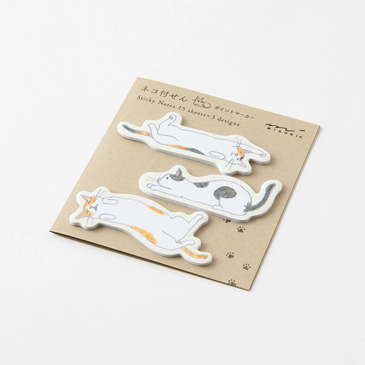 Midori Point Marker Sticky Notes - Cat Stretching - 15 Sheets x 3 Designs - Image 4