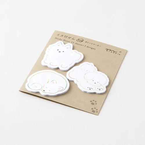 Midori Point Marker Sticky Notes - White Dog - 15 Sheets x 3 Designs - Image 4