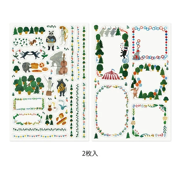 Midori Yuru Log Planner Sticker Sheets 2P - Forest Animals - Image 2