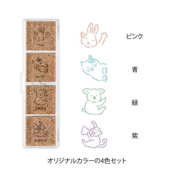 Midori Yuru Log Pre-inked Stamp - Animal Poses - Image 3