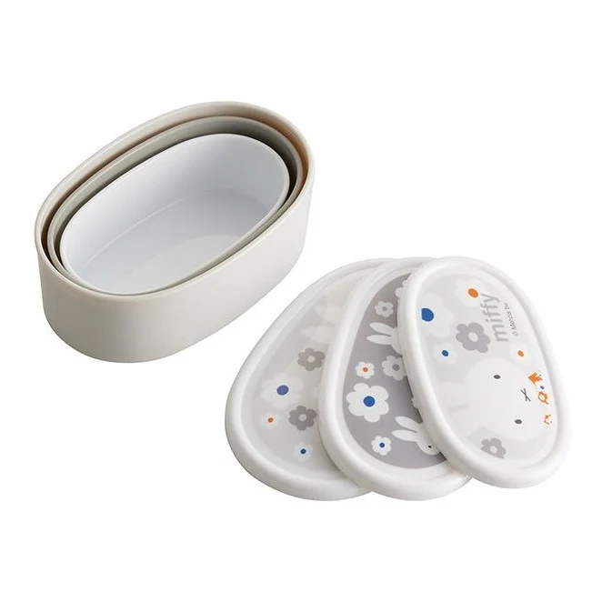 Miffy Antimicrobial Seal Container 3-Piece Set Grey - Image 2