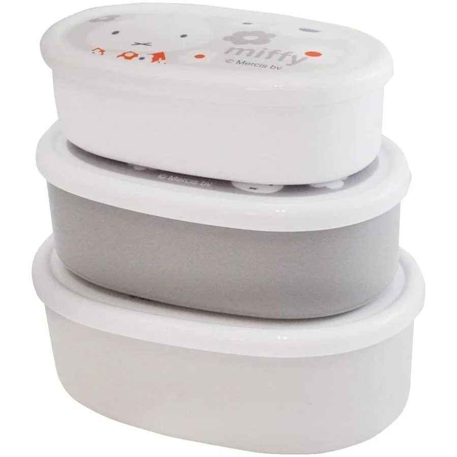 Miffy Antimicrobial Seal Container 3-Piece Set Grey - Image 3