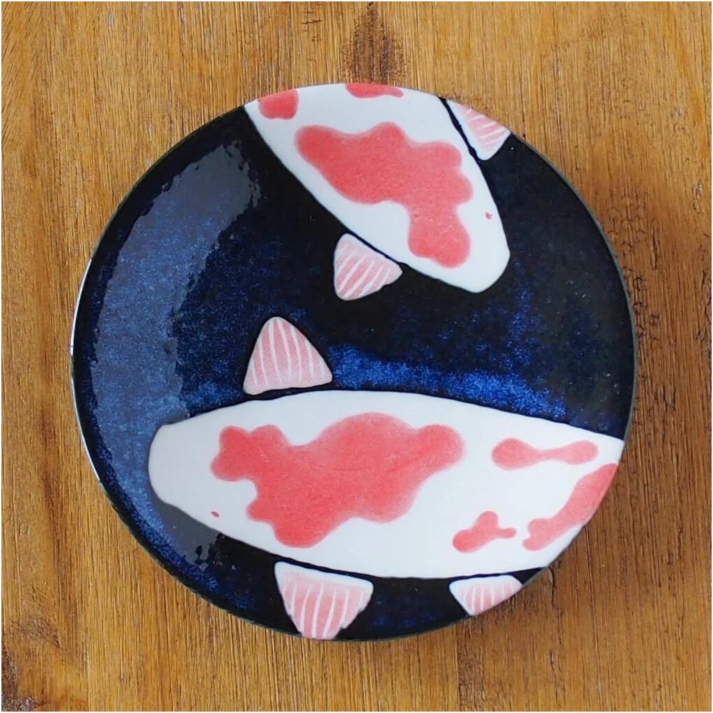 Japanese Koi Fish Plate 14D - Image 3
