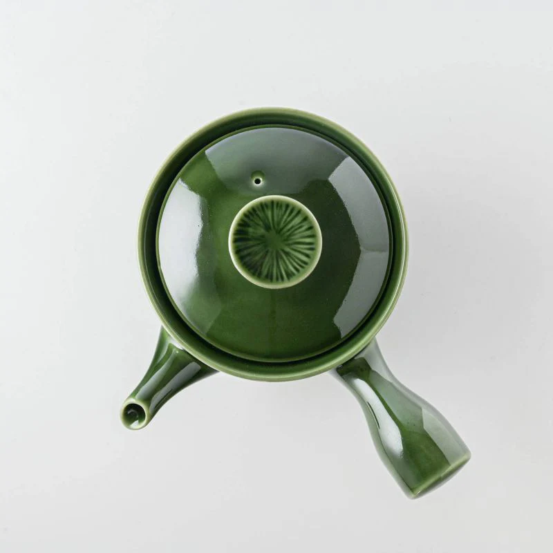 Miyama Crease Kyusu Teapot 400ml  - Oribe green - Image 3