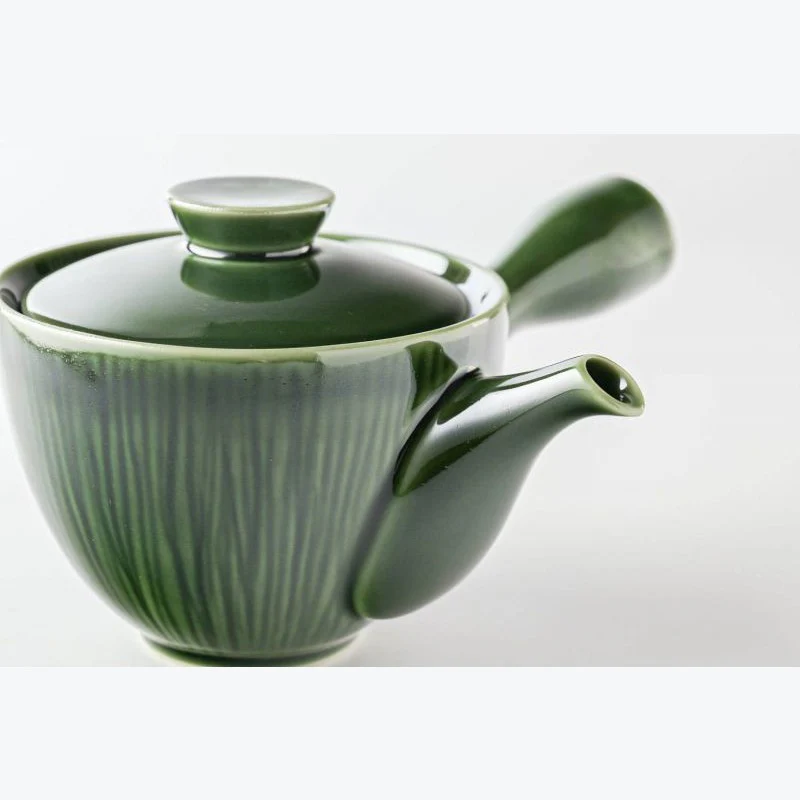 Miyama Crease Kyusu Teapot 400ml  - Oribe green - Image 4