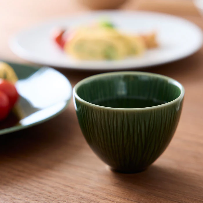 Miyama Crease Tea Cup 150ml - Oribe Green - Image 2