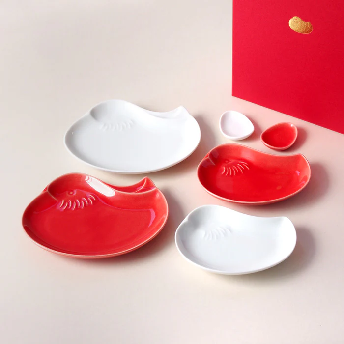 Miyama Mandarin Duck Red & White Plate Gift Set - Image 2