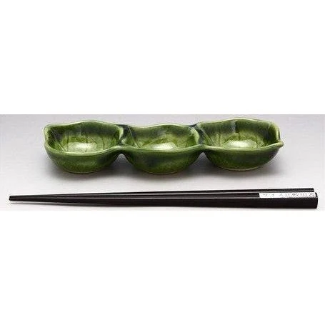 Oribe Leaf 3-Section Condiment Plate - 17.5x6.5cm - Image 3