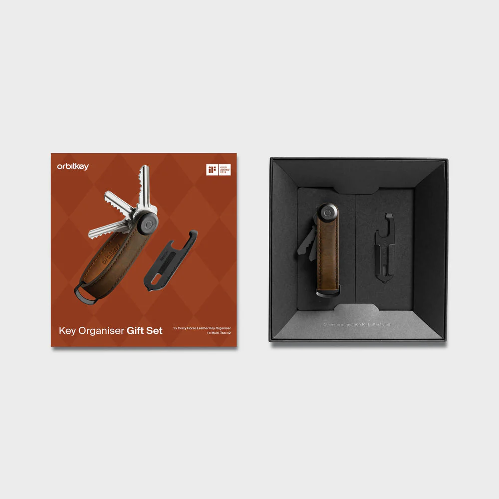 Orbitkey Crazy Horse Leather + Multitool v2 Gift Set - Oak Brown - Image 4