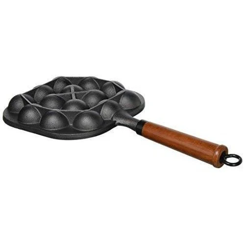 Pearl Life Cast Iron Takoyaki Plate (14 Holes) with Wood Handle - Image 3
