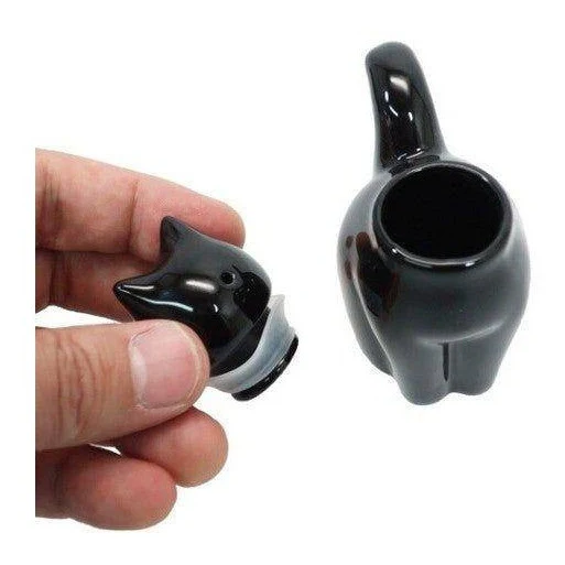 Aruta Porcelain Cat Soy Sauce Bottle Black - Image 5