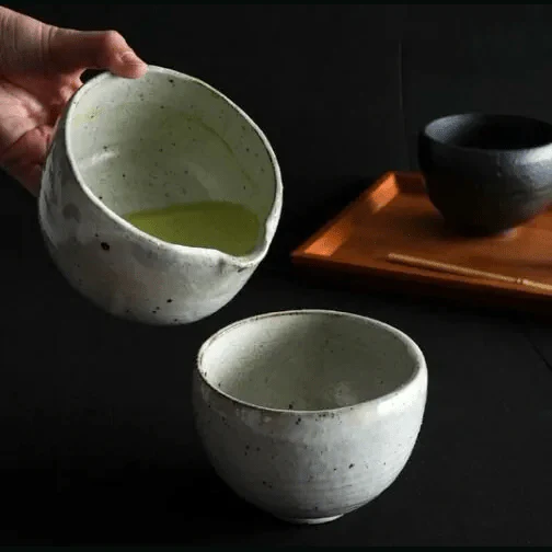 Saliu Handcrafted Textured Kohiki Katakuchi Matcha Bowl - Image 2