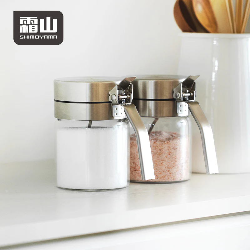 Shimoyama 304 Stainless Steel Borosilicate Glass Seasoning Jar 350ml - Image 3