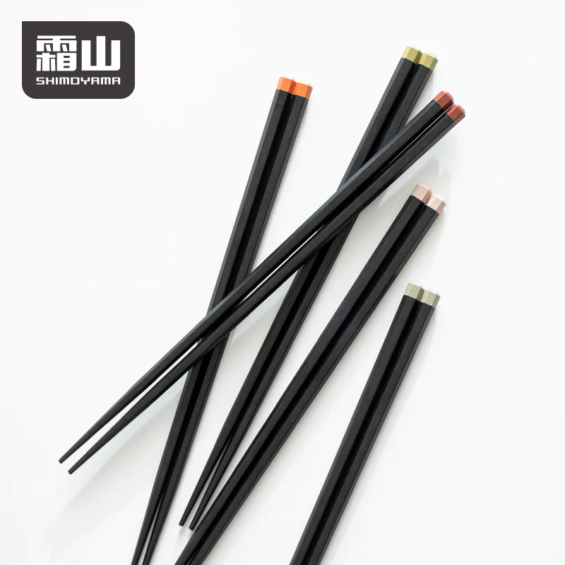 Shimoyama Antibacterial Hexagon Chopstick 5P Set - Black Colour - Image 2