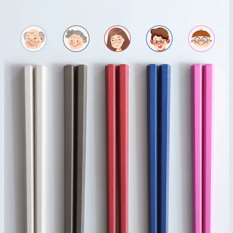 Shimoyama Antibacterial Hexagon Chopstick 5P Set - Colour - Image 2